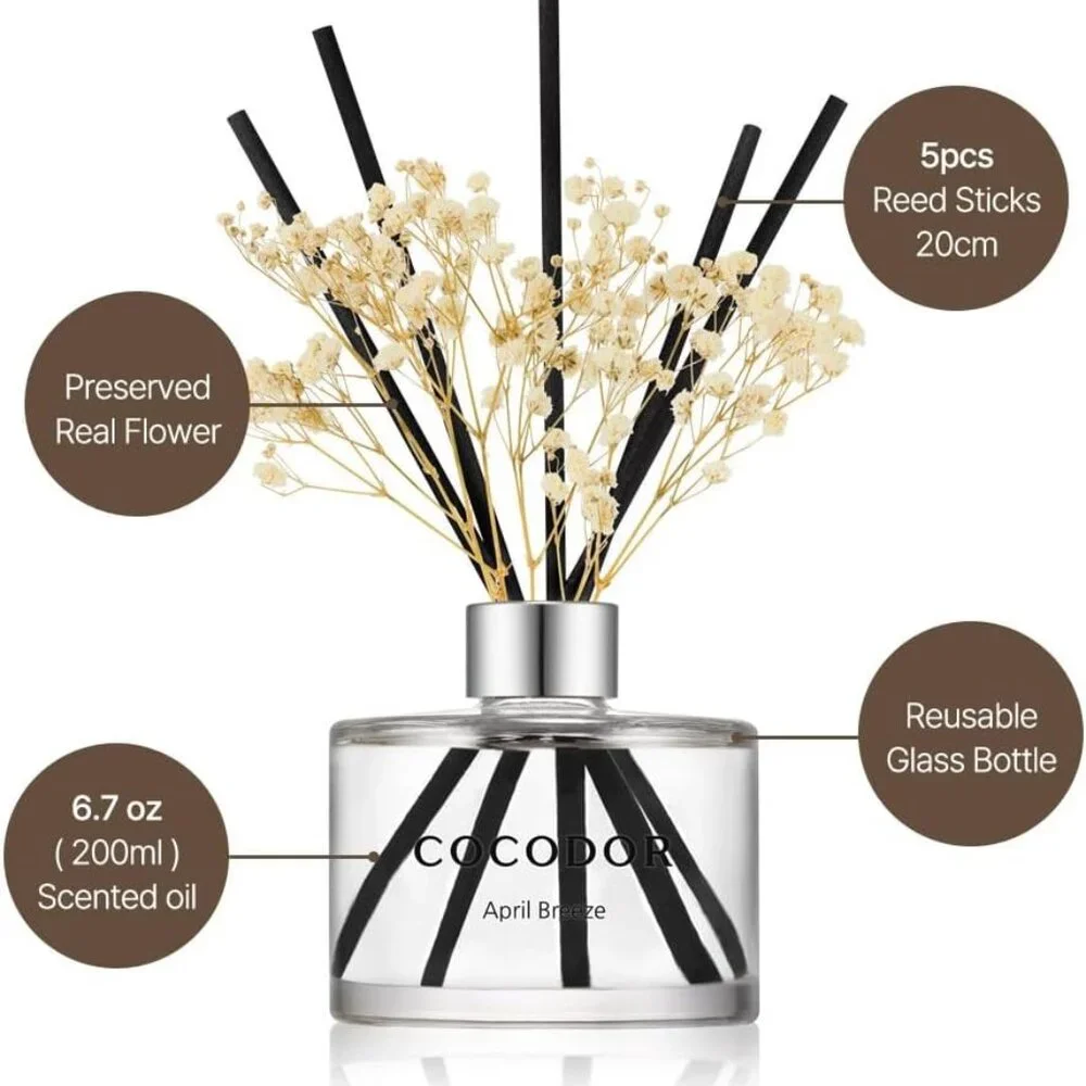 New Preserved Flower Reed Diffuser/Freesia&Pear/6.7oz/1Pack / Home Fragrance Sce